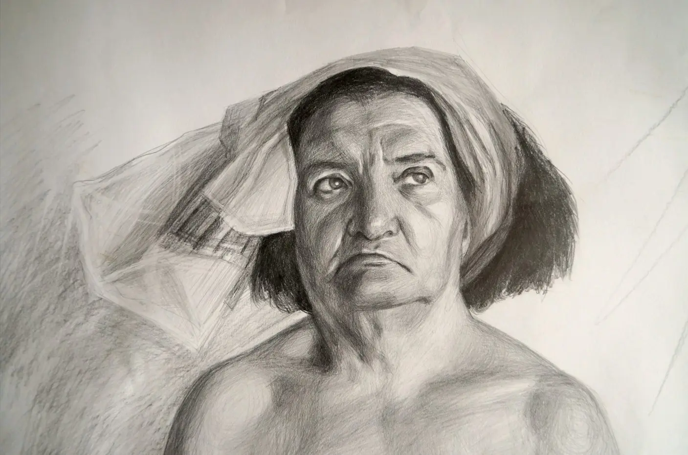 Портрет с бяла кърпа — рисунка от галерията