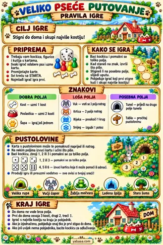 List s pravilima igre: cilj, priprema, znakovi, avanture i kraj igre