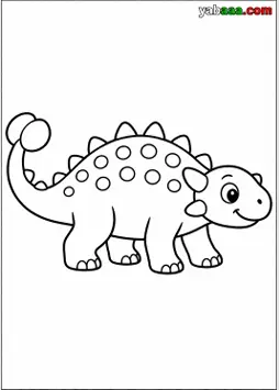 Dinosaur za bojanje, bebe ankilosaur s oklopljenim leđima i kuglom na kraju repa