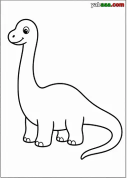 Dinosaur za bojanje, bebe diplodok dugog vrata i dugog repa