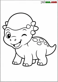 Dinosaur za bojanje, bebe pahicefalosaur s koštanom kupolom na glavi koje namiguje