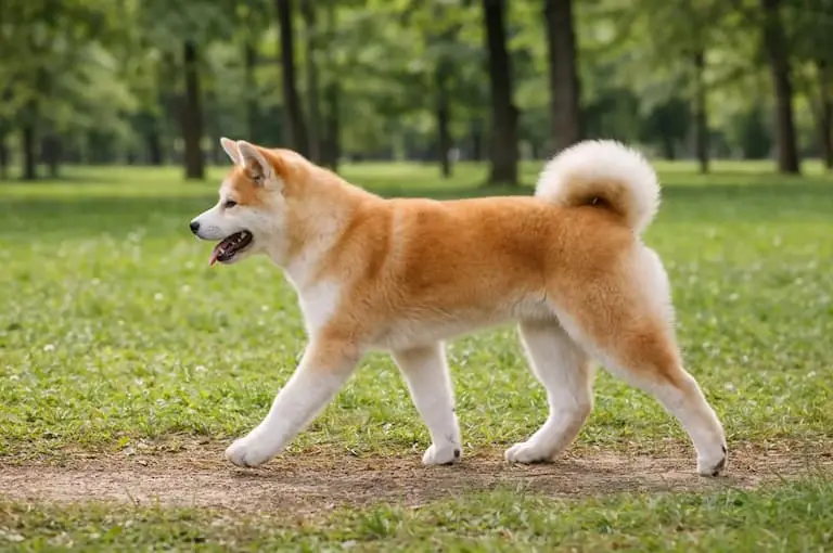 Akita Inu šeta parkom – elegantna japanska pasmina snažnog karaktera i duboke odanosti