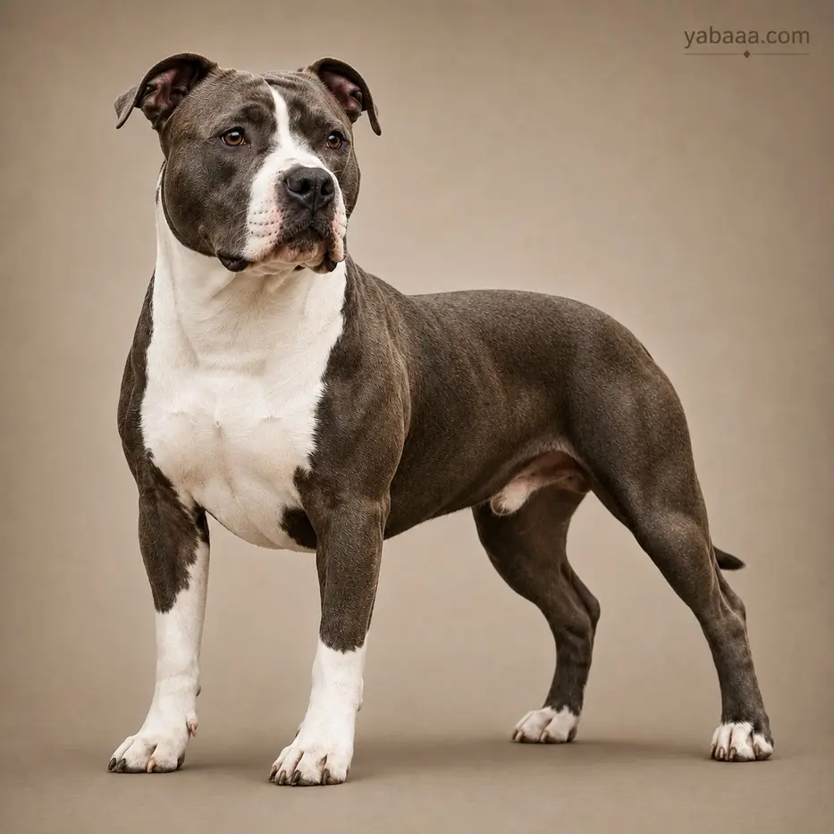 American Staffordshire Terrier standing portrait – muscular terrier breed dog
