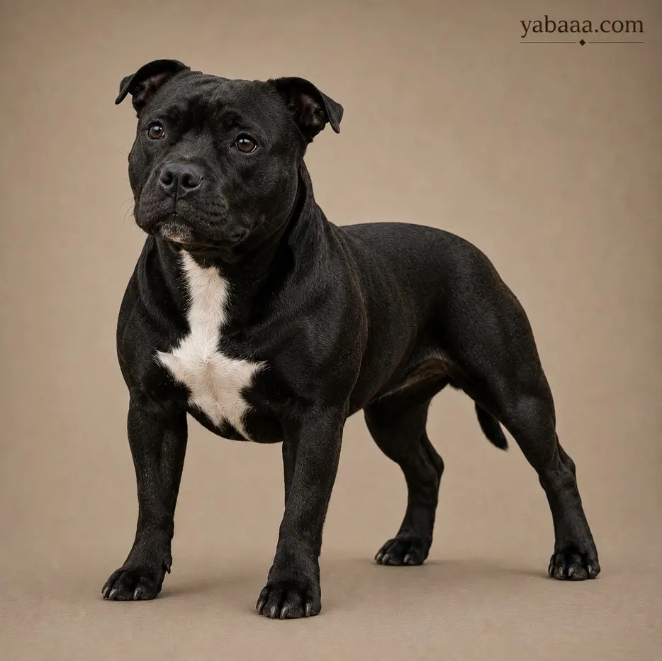 Staffordshire Bull Terrier standing photo – compact strong terrier dog breed
