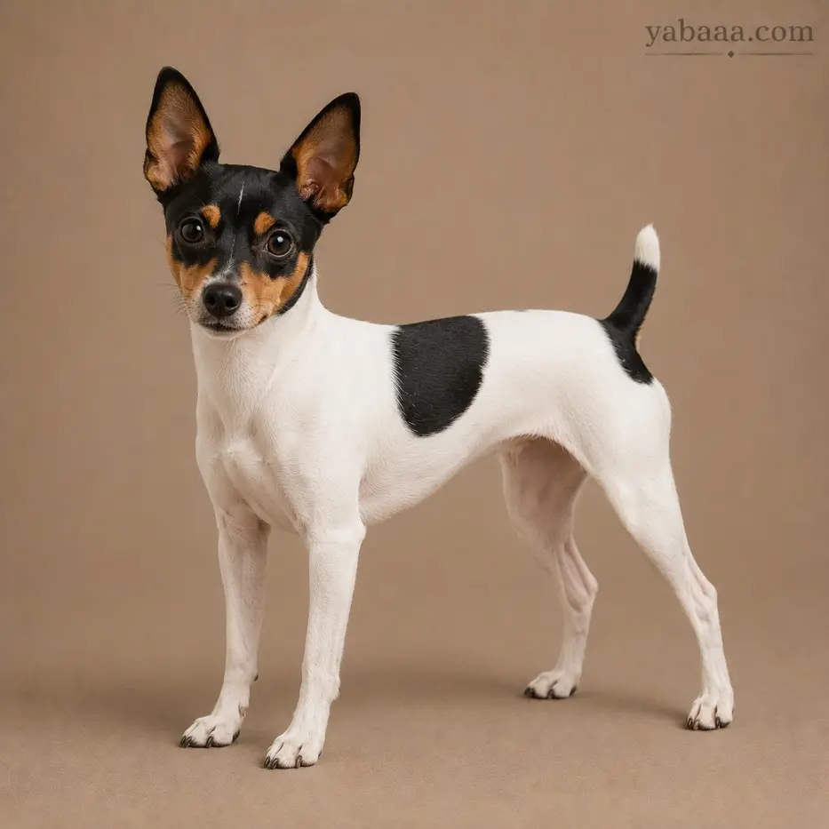 Toy Fox Terrier standing portrait – small smooth-coated terrier dog breed