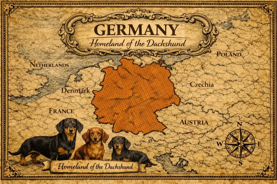 Starinska karta Nemčije – rojstni kraj jazbečarja