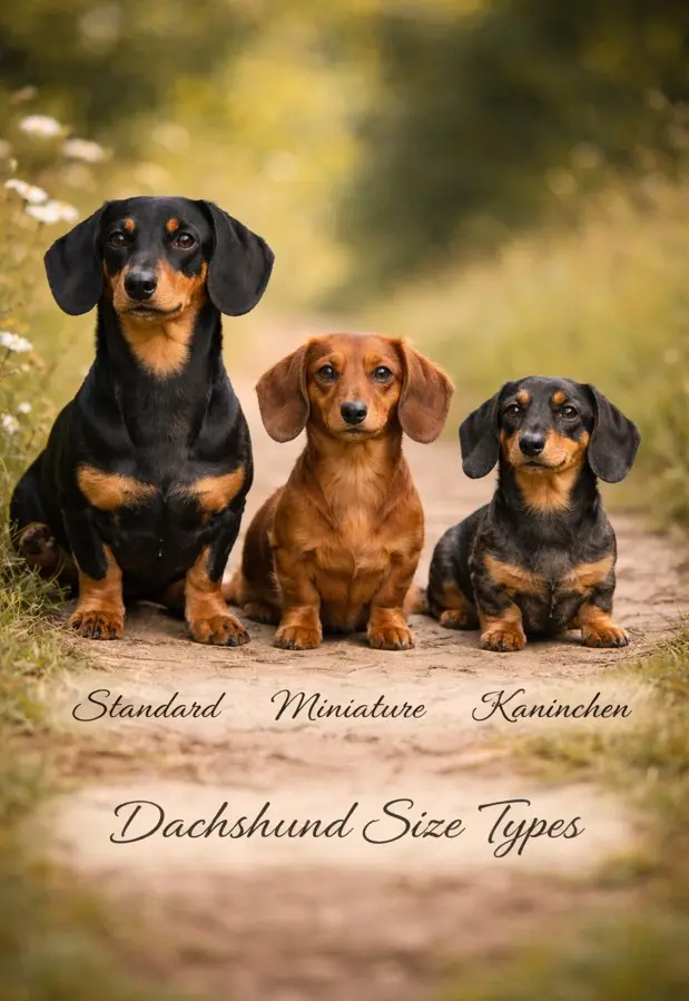 Primerjava velikosti jazbečarja: standardni, miniaturni in kaninchen