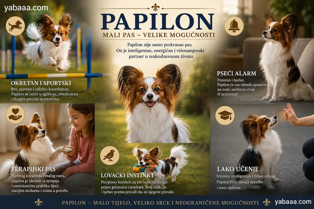 Papilon — pas alarm, terapijski pas, agility i laka dresura