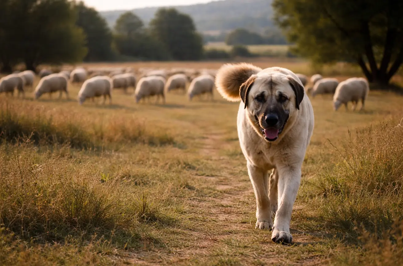 Turški Kangal s čredo ovac - klasično delovno okolje