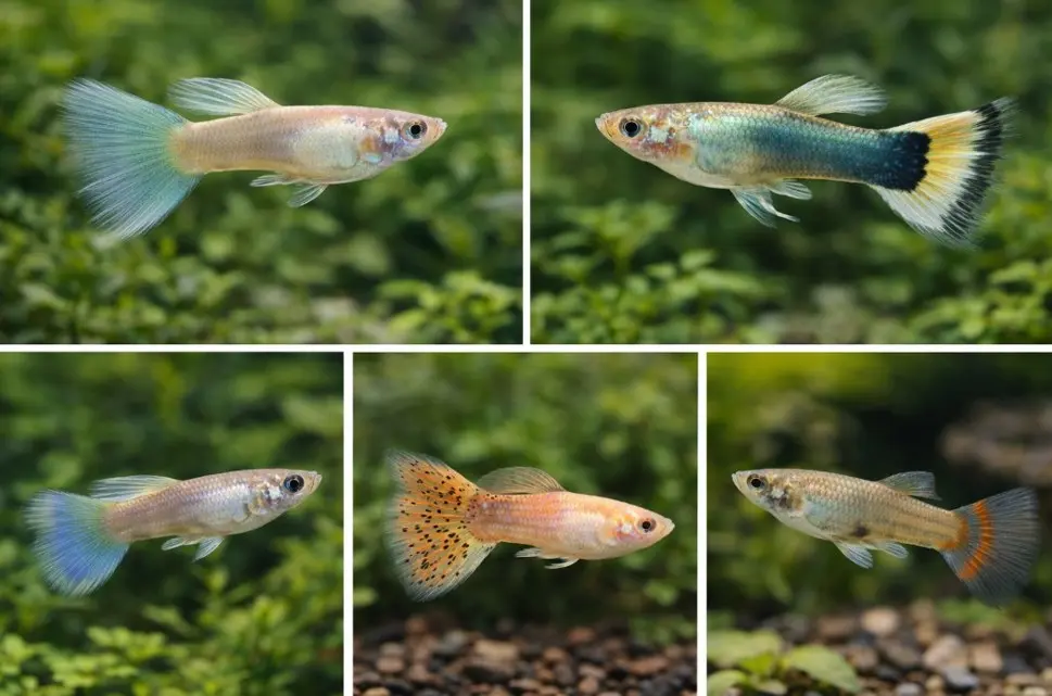 Različne barve gupijev