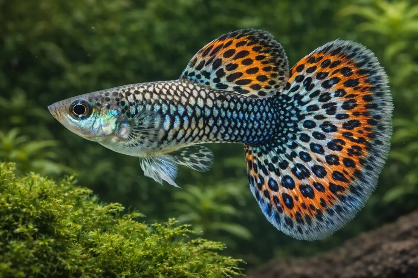 Snakeskin gupi — rozetast luskast vzorec