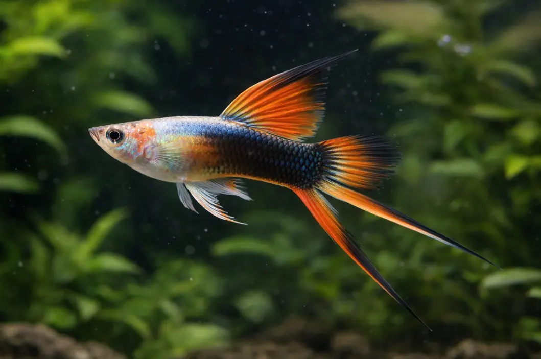 Sword Tail gupi — podaljšan spodnji žarek repa