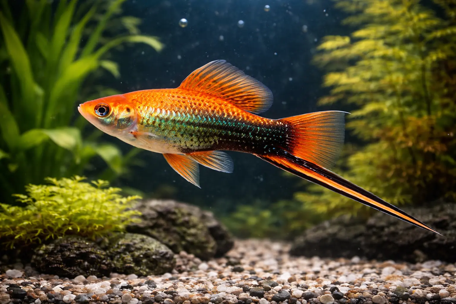 Mečar z zeleno-oranžno obarvanostjo