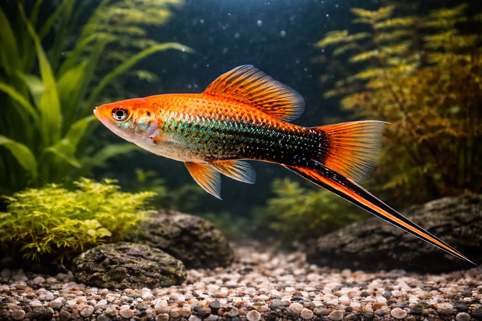 Mečar z oranžno-zeleno obarvanostjo