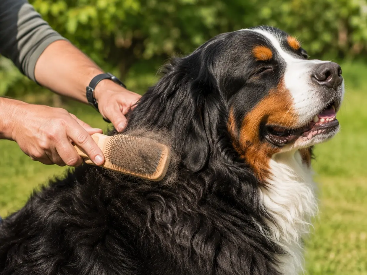 Nega dlake berner sennenhunda, česanje dolge dlake