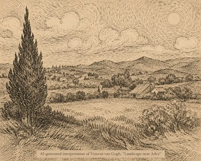 AI interpretacija Vincenta van Gogha, Pokrajina pri Arlesu